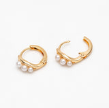 Delphine - Triple Pearl Hoop Earrings