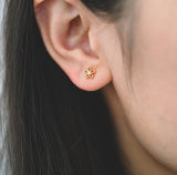 Pave Flower Stud - Gold Earrings