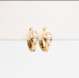 Delphine - Triple Pearl Hoop Earrings