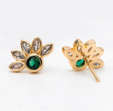 Zelda Emerald Art Deco Floral Stud
