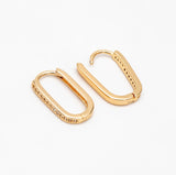 Sabine - Oval Pave Hoop Earrings