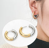 Genevieve - Mixed Metal Gold Silver Chunky Huggie Earrings