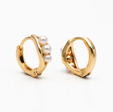Delphine - Triple Pearl Hoop Earrings