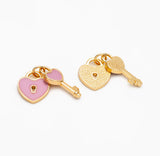 Heart Lock & Key Gold Hoop