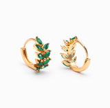 Ivy - Emerald Leaf Hoop Earrings