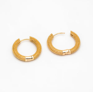 Elise - Textured Gold Huggie Earrings