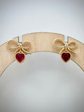 Bow & Heart Gem Gold Stud