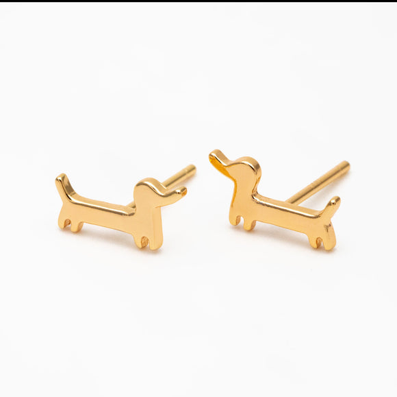 Dachshund Dog Gold Stud - Gold Earrings