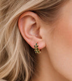 Ivy - Emerald Leaf Hoop Earrings