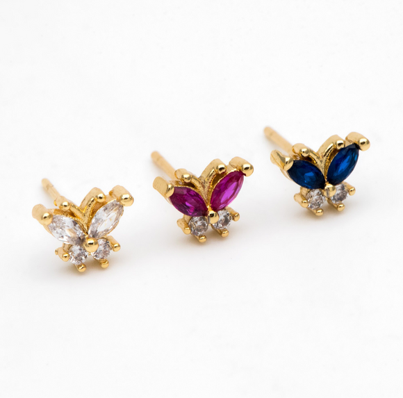 Pave Butterfly Stud - Gold Earrings