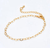 Lovers Bracelet - Valentines Gold Heart Link and Charm Bracelet