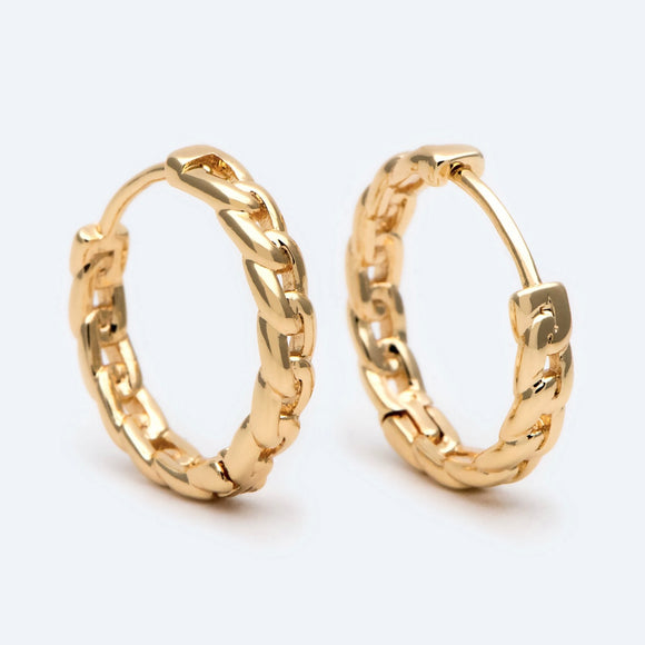 Riley - Gold Chain Huggie Earrings