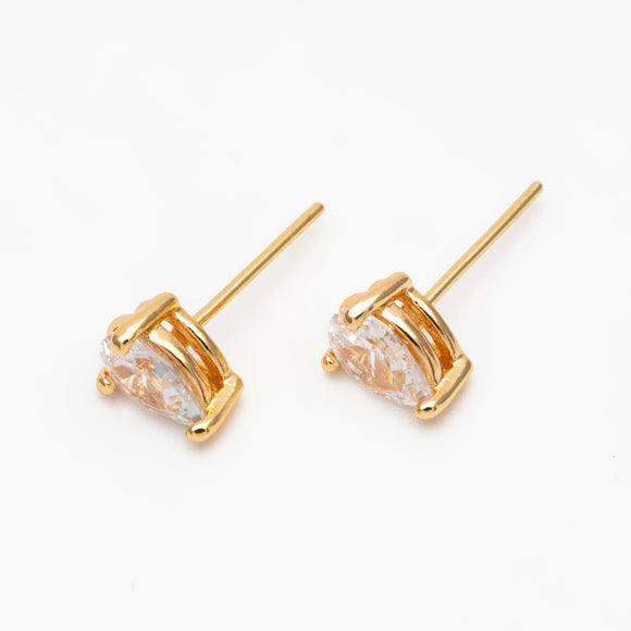 Elle - Cubic Zirconia Teardrop Gold Stud - Gold Earrings