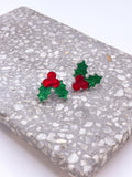 Holly Stud - Acrylic Christmas Earrings