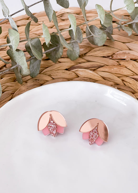 Lotus Stud - Bloom - Acrylic Earrings
